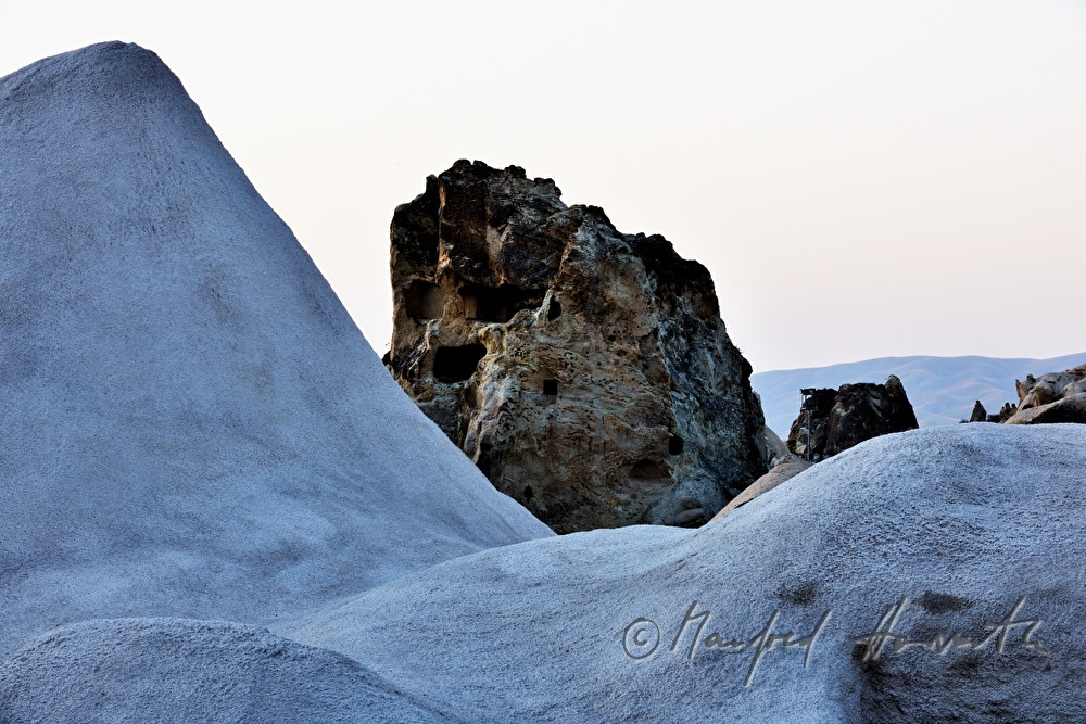 tuff rock formation and dugouts