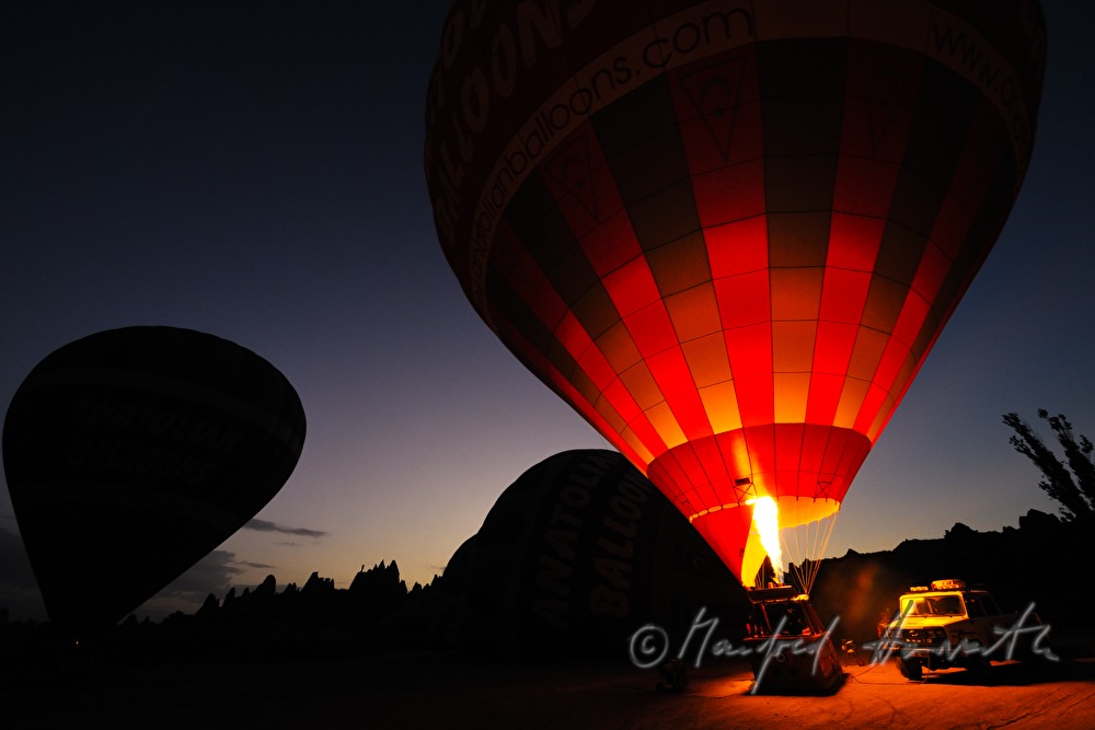 hot-air balloons at the take-off site