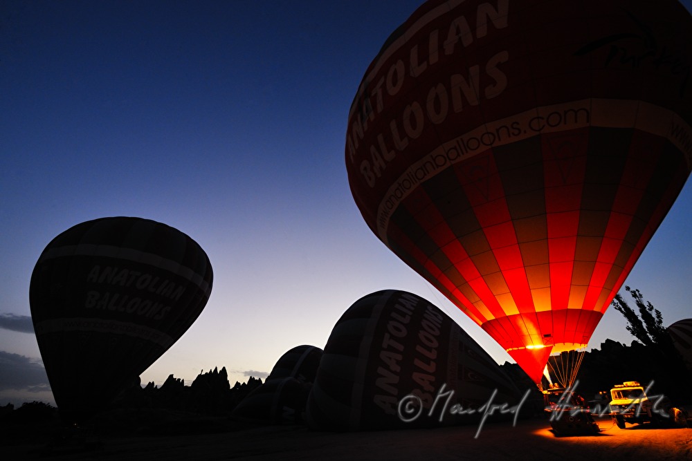 hot-air balloons at the take-off site