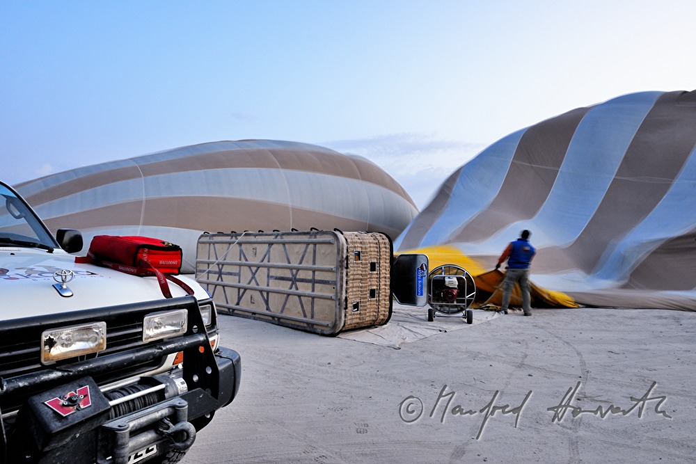 hot-air balloons at the take-off site