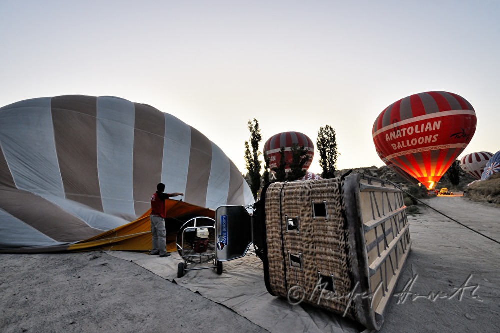 hot-air balloons at the take-off site