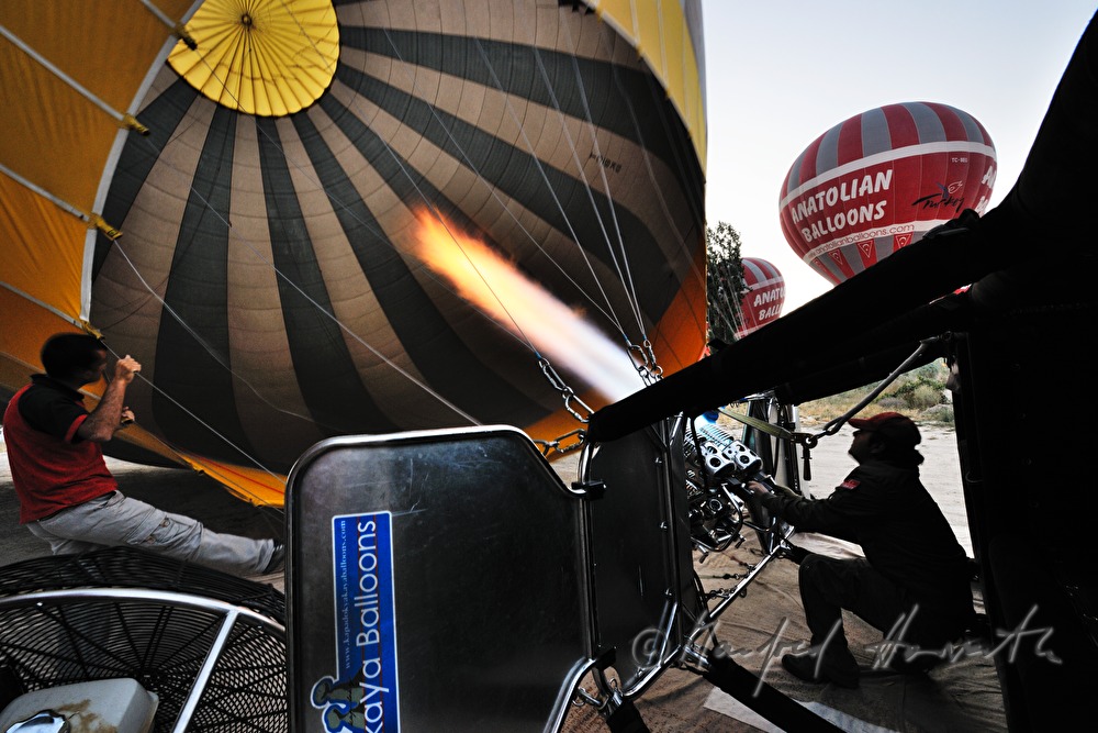 hot-air balloons at the take-off site