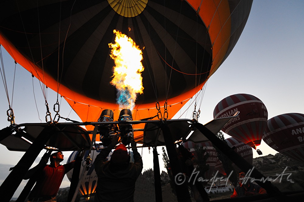 hot-air balloons at the take-off site