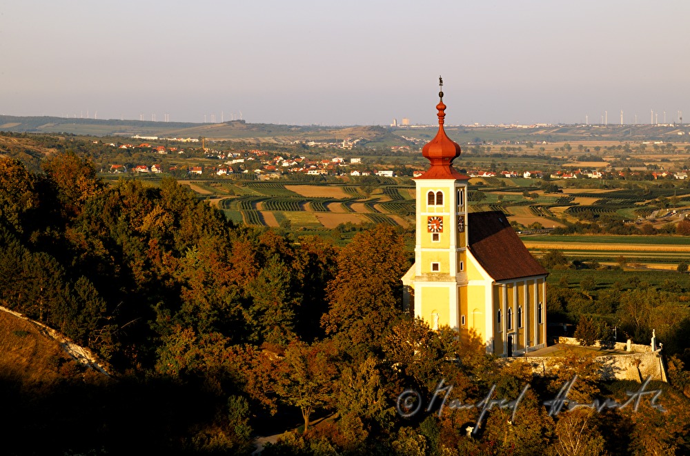 view to the fortified church to the East