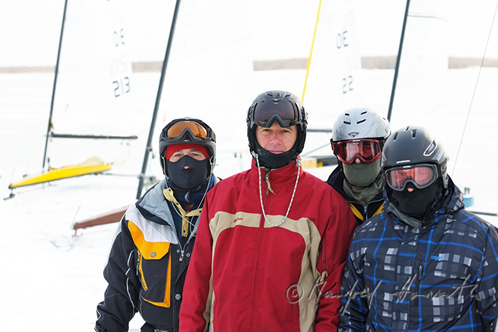 ice sailing on the frozen lake