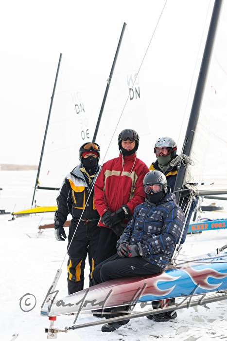 ice sailing on the frozen lake