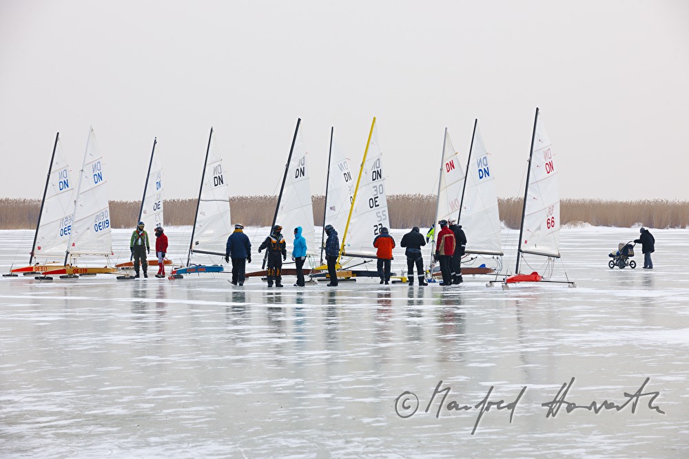ice sailing on the frozen lake