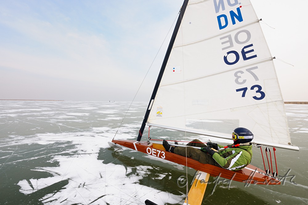 ice sailing on the frozen lake