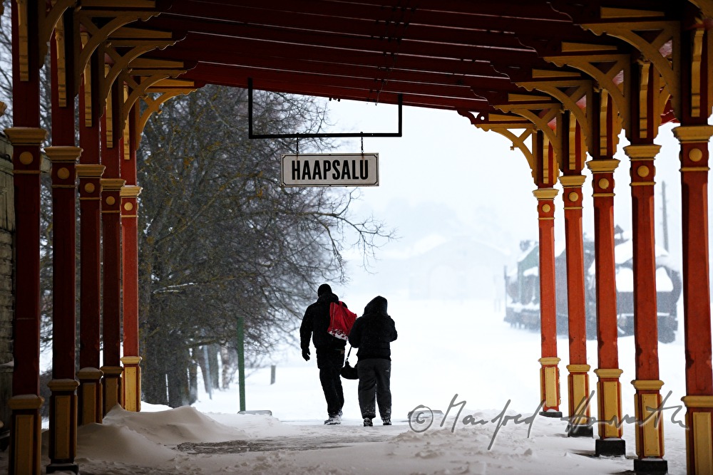 travellers on the platform of the train station