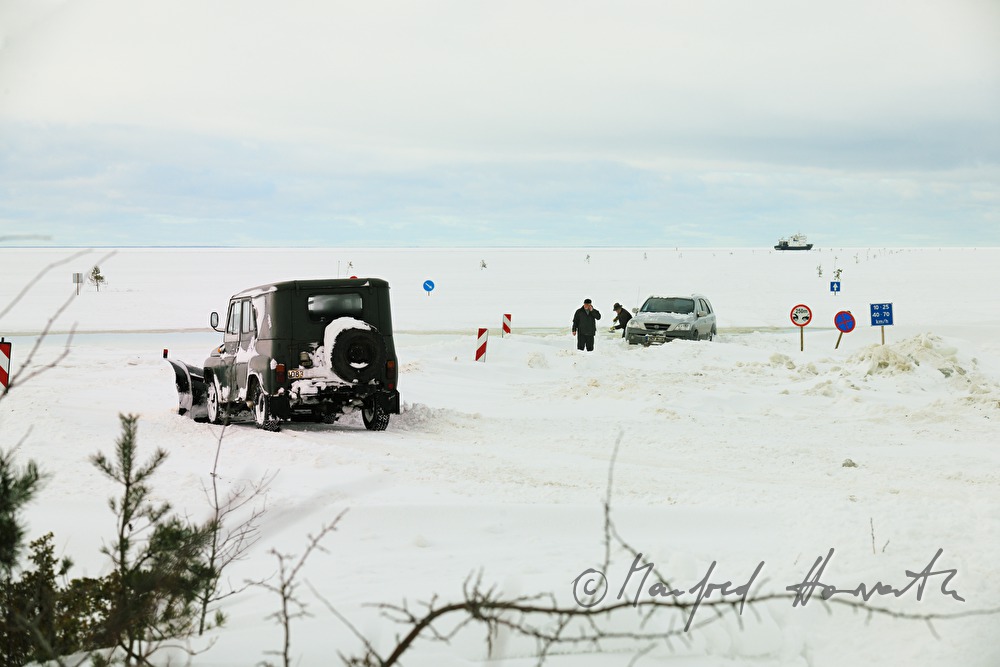 stuck van being hauled off