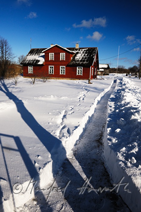 wooden house in Falu red