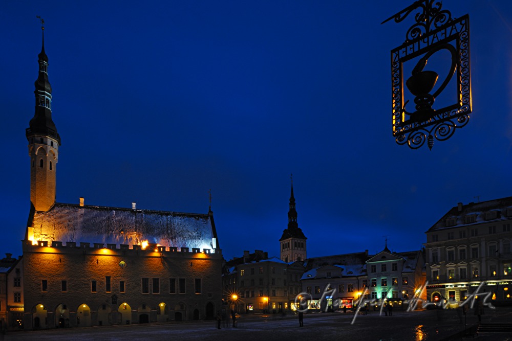 main square with town hall and Church of St. Nicholas