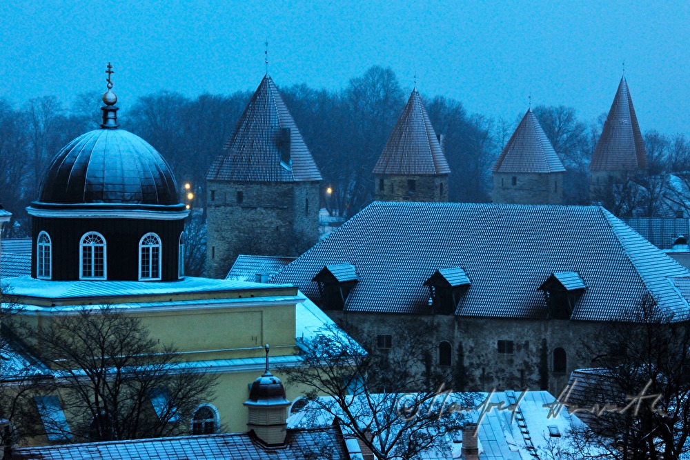view from Toompea to the Towers of Viru Gate