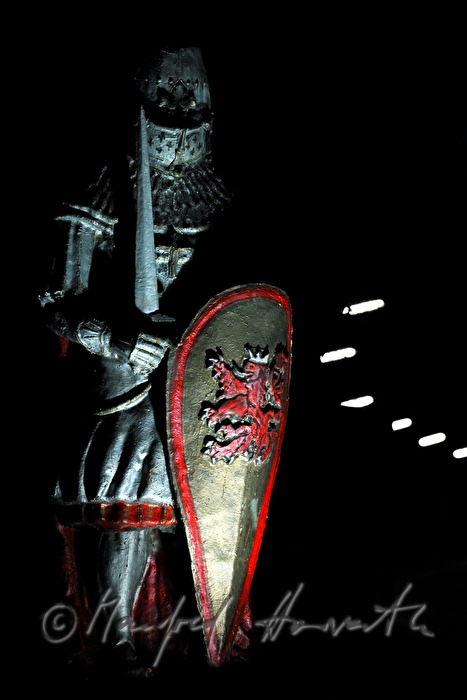statue of a knight at the historic site of a battle in 1278