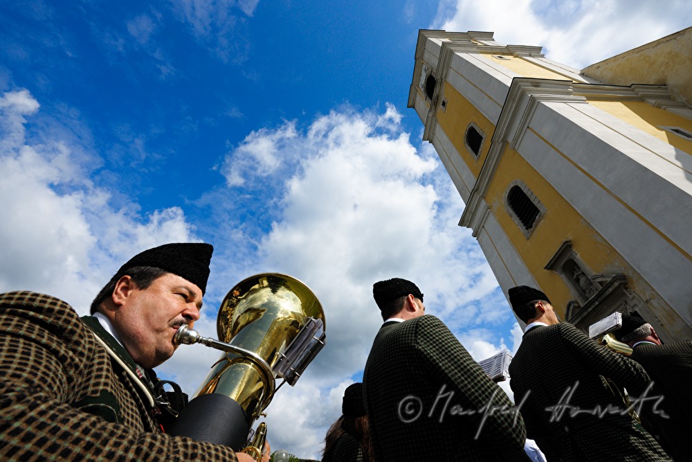 folk music band marching in