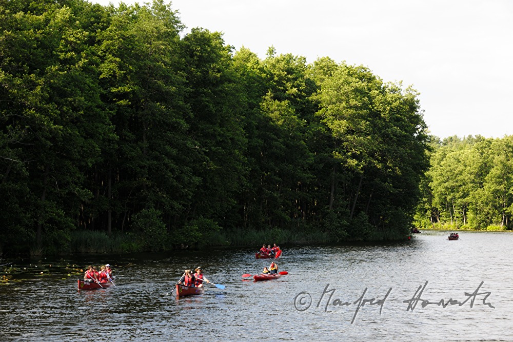 a group of kayakers float down the flood plains