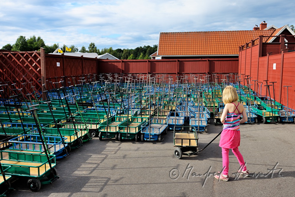 joung visitor parks the trolley
