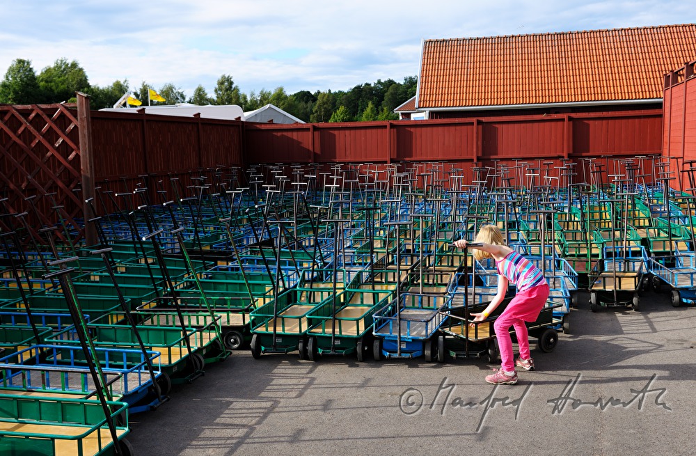 joung visitor parks the trolley