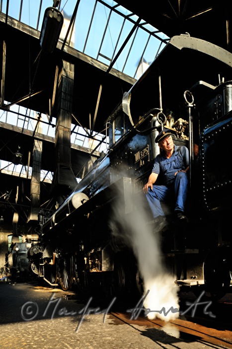 steam locomotive kkStB 310 in the heating house
