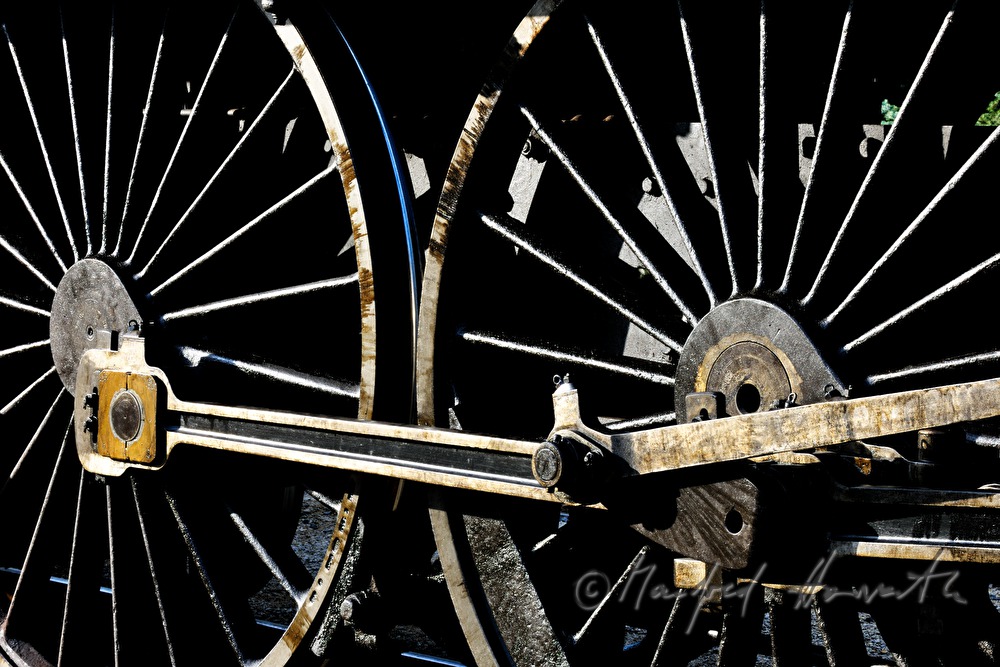 detail of a steam locomotive made in 1912