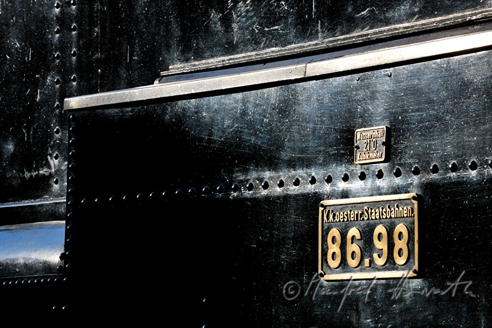 detail of a steam locomotive made in 1912