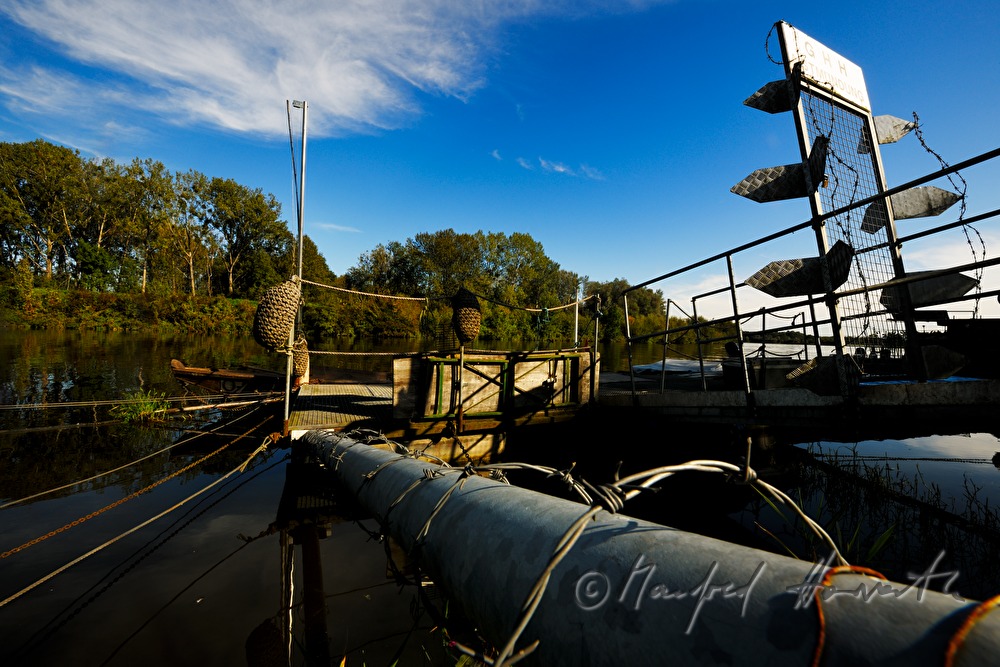 landing stage secured with razor wire