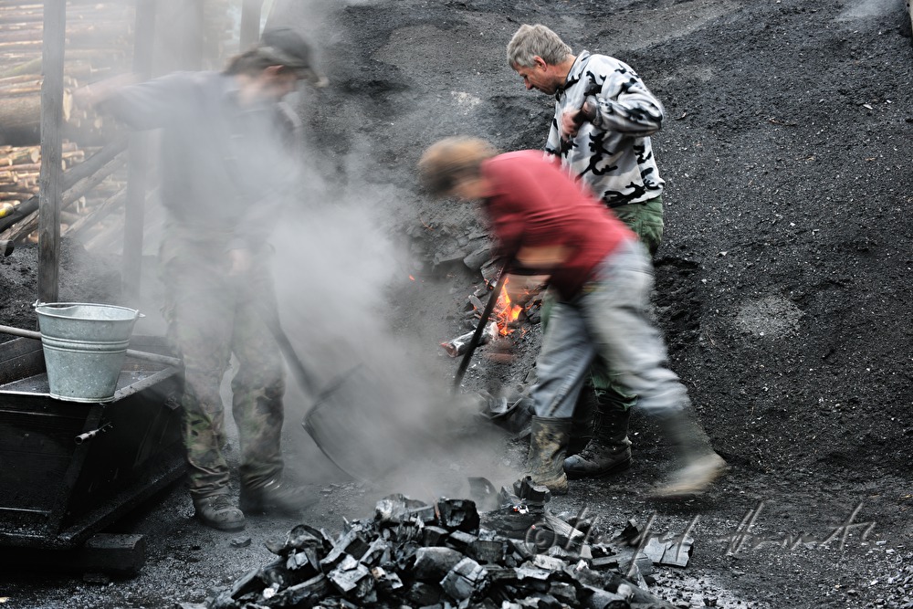 making of charcoal at charburner Wieser