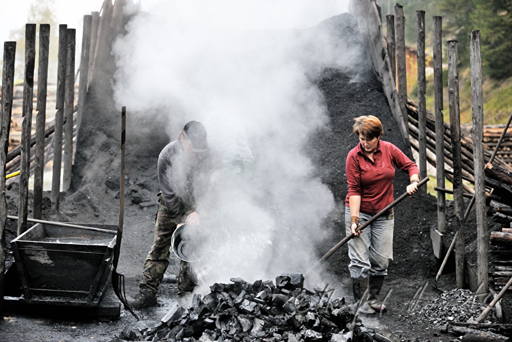 making of charcoal at charburner Wieser