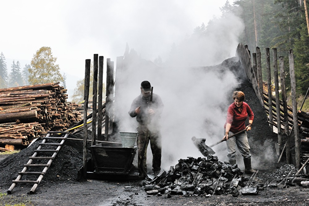 making of charcoal at charburner Wieser