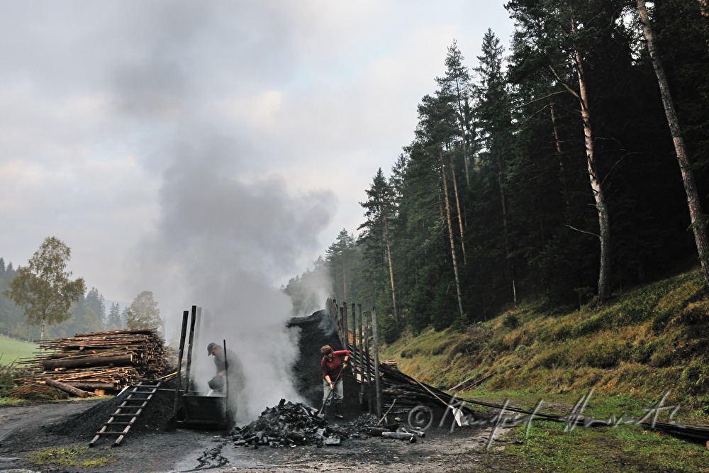 making of charcoal at charburner Wieser