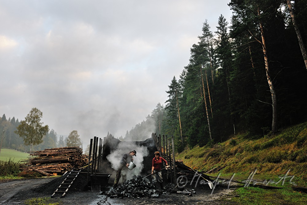 making of charcoal at charburner Wieser