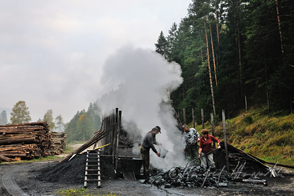 making of charcoal at charburner Wieser