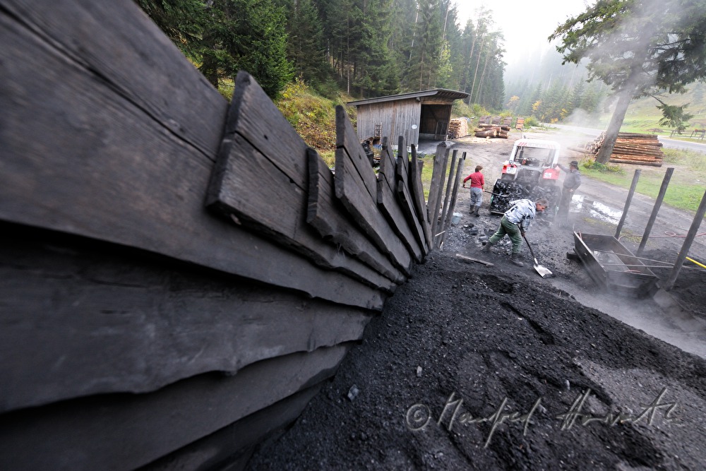 making of charcoal at charburner Wieser