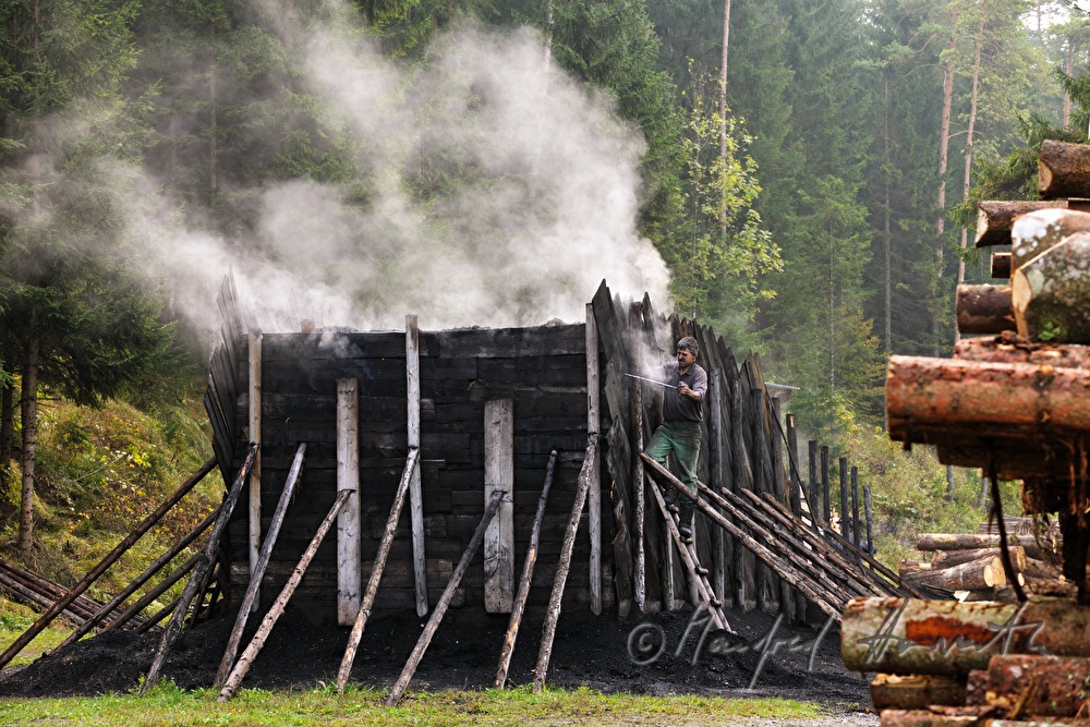 making of charcoal at charburner Wieser