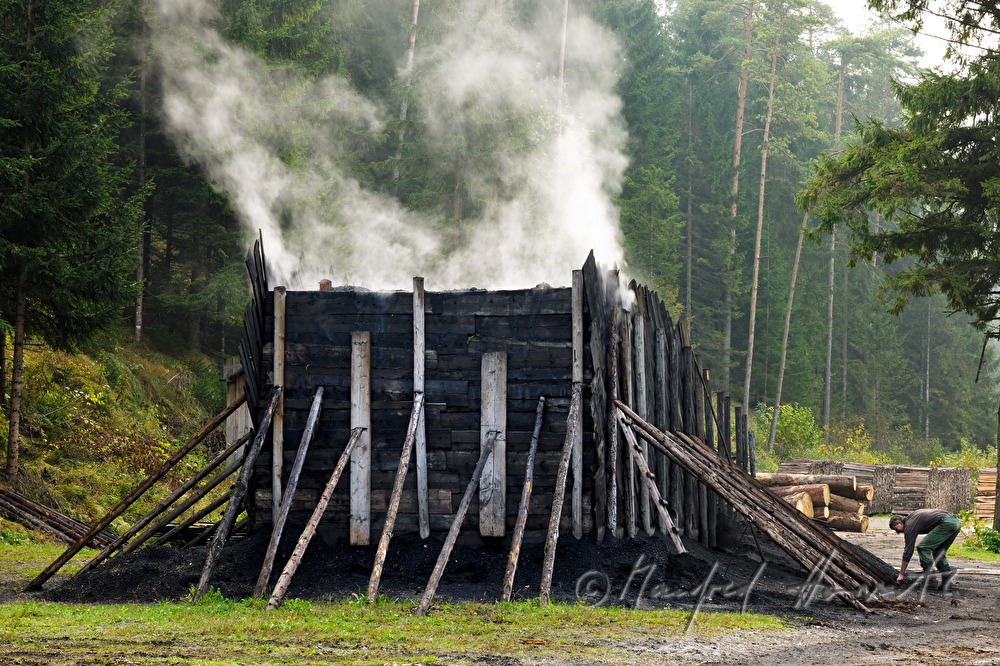 making of charcoal at charburner Wieser