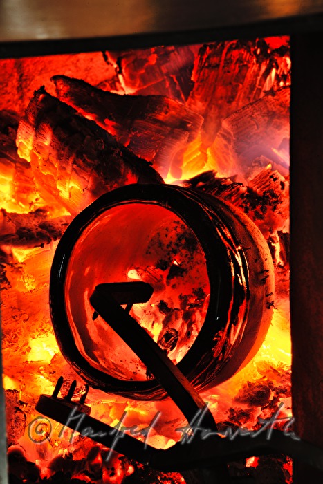 ceramist Josef Wieser fires raku ceramic
