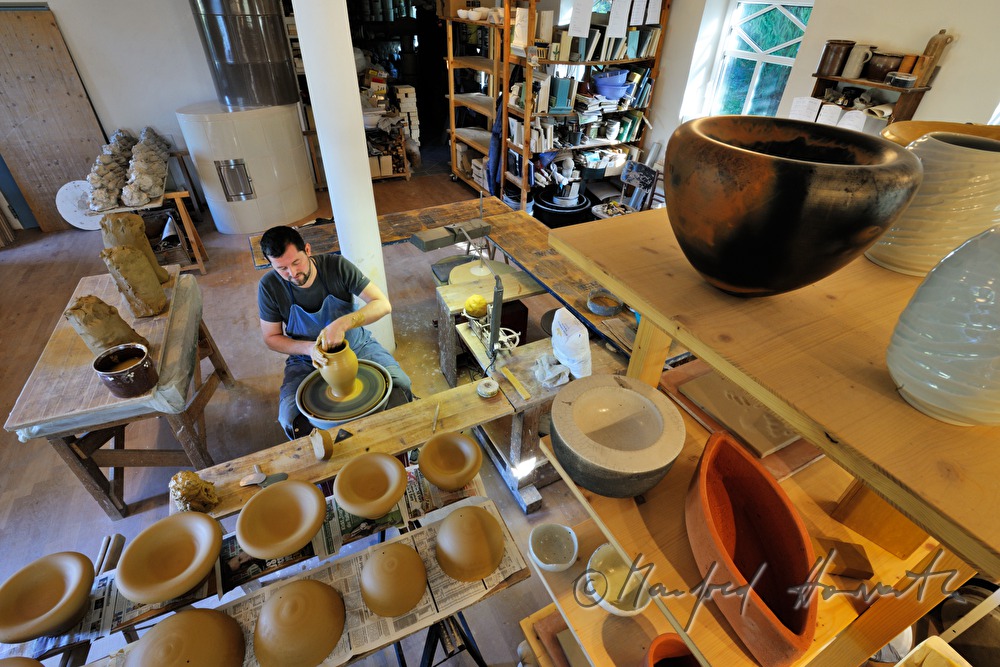 the potter Josef Wieser in his workshop