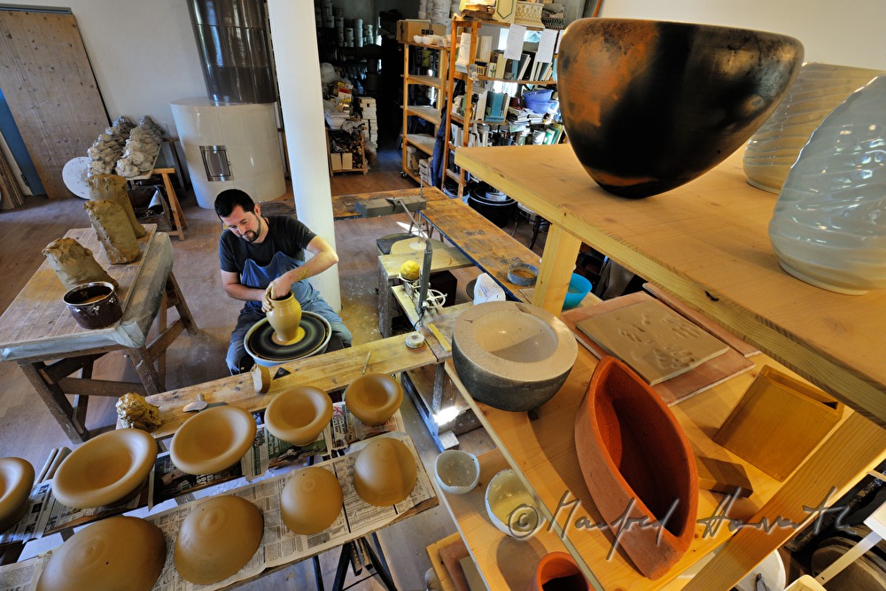 the potter Josef Wieser in his workshop