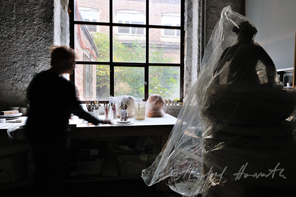 ceramist Gundi Dietz in her workshop