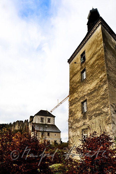 castle on the hill with retained flanking tower