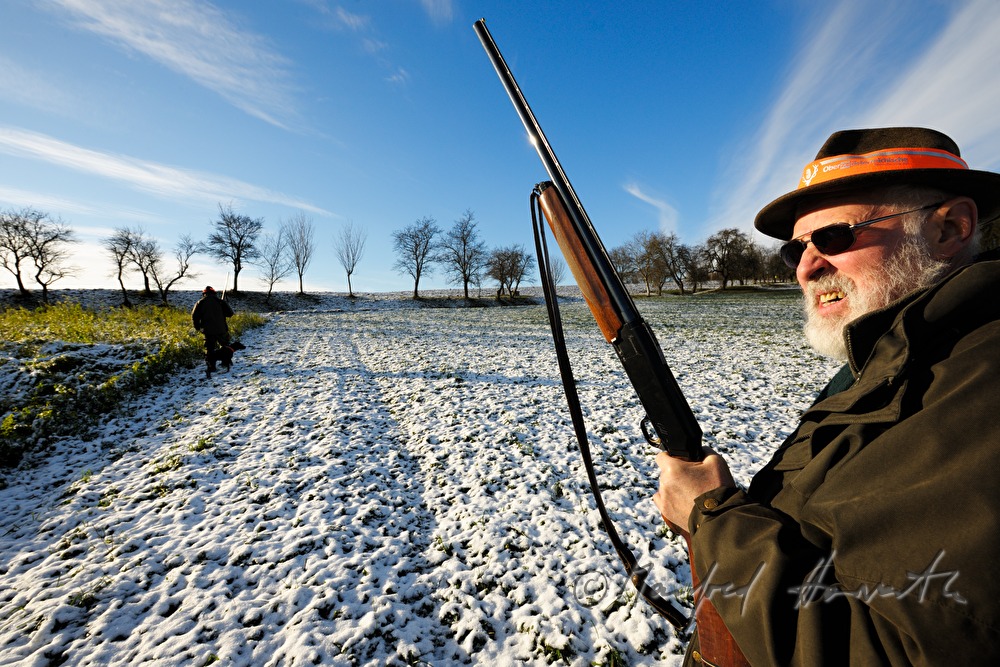 hunters and beaters during a battue