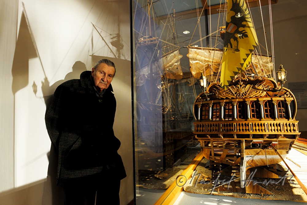 ship scale model maker Kurt Schaefer in the Ship Museum