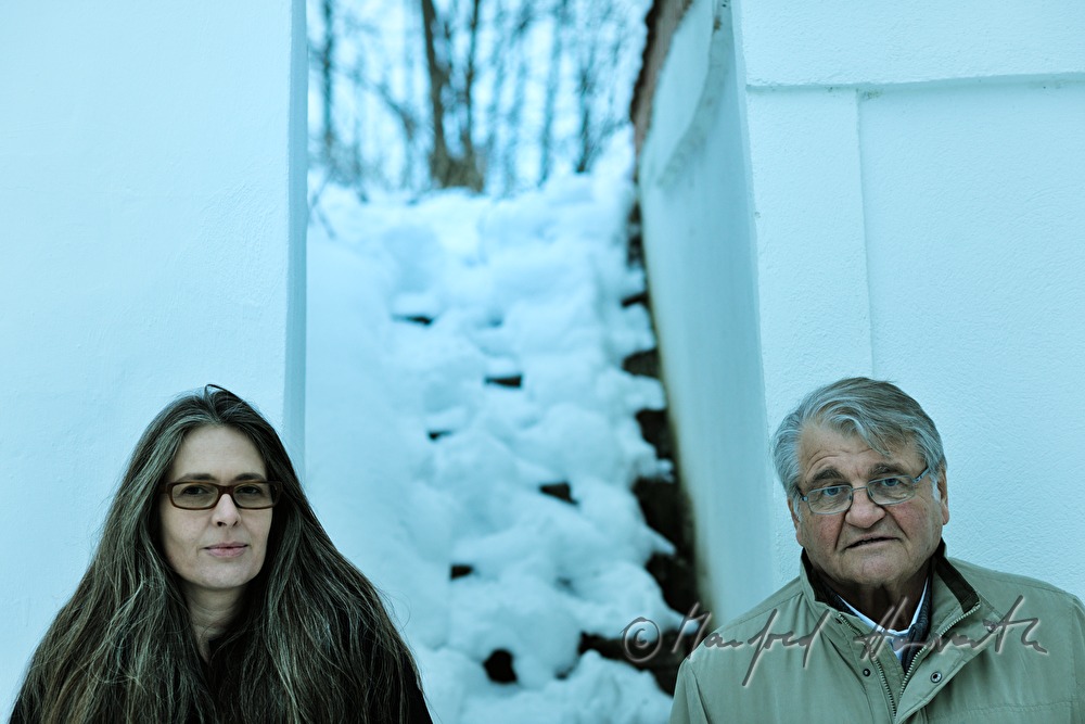 Peter Turrini and Silke Hassler between wine cellars
