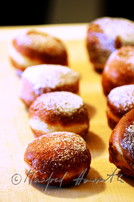 Krapfen (doughnut) made of deep-fried yeat dough