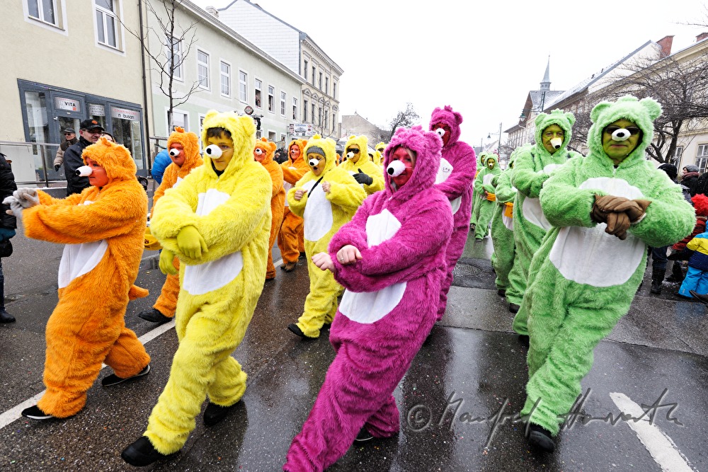 guild disguised as bears dancing during Mardi Gras
