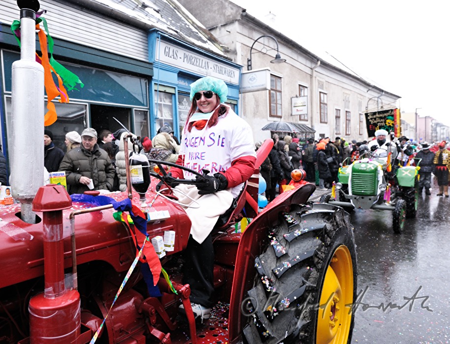 tractors driving on Mardi Gras
