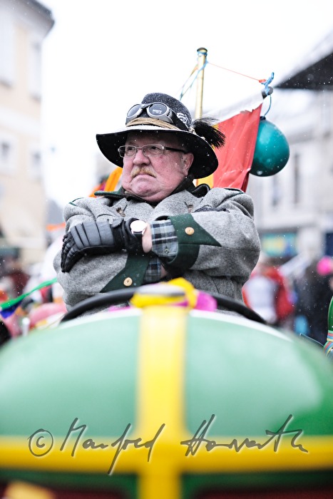 tractors driving on Mardi Gras