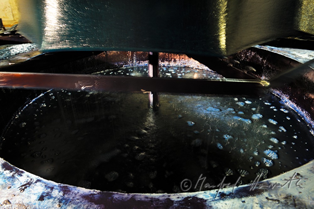 basin with indigo dye in the blueprint workshop of Wagner family