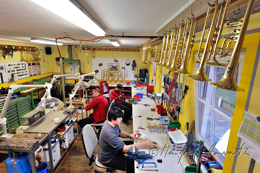soldering operating elements to a trumpet
