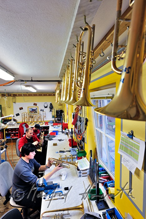 soldering operating elements to a trumpet